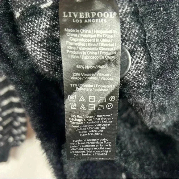 LIVERPOOL Fuzzy Black White Herringbone Balloon Sleeve Knit Cardigan Size Small - Picture 6 of 7